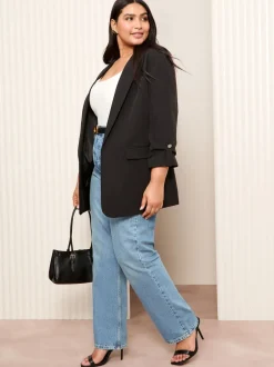 Kostuums En Werkkleding|Friends Like These - maatgesneden blazer met mouwdetails Zwart