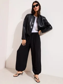 Broeken|Friends Like These - Balloon Trousers With Elasticated Waist Zwart