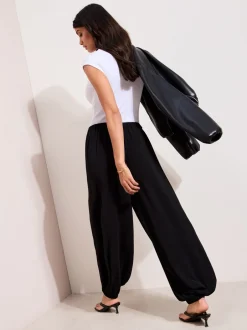 Broeken|Friends Like These - Balloon Trousers With Elasticated Waist Zwart