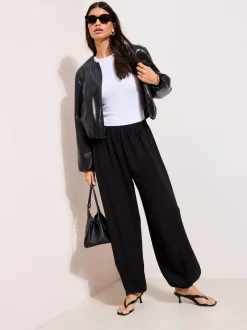 Broeken|Friends Like These - Balloon Trousers With Elasticated Waist Zwart