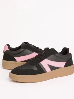 Sneakers|Friends Like These Zwart - Lace Up Retro Gumsole Sports Trainers