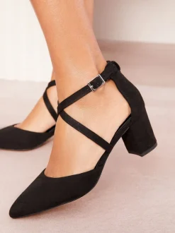 Schoenen Met Hakken|Friends Like These - pumps met blokhak en gekruiste bandjes Zwart