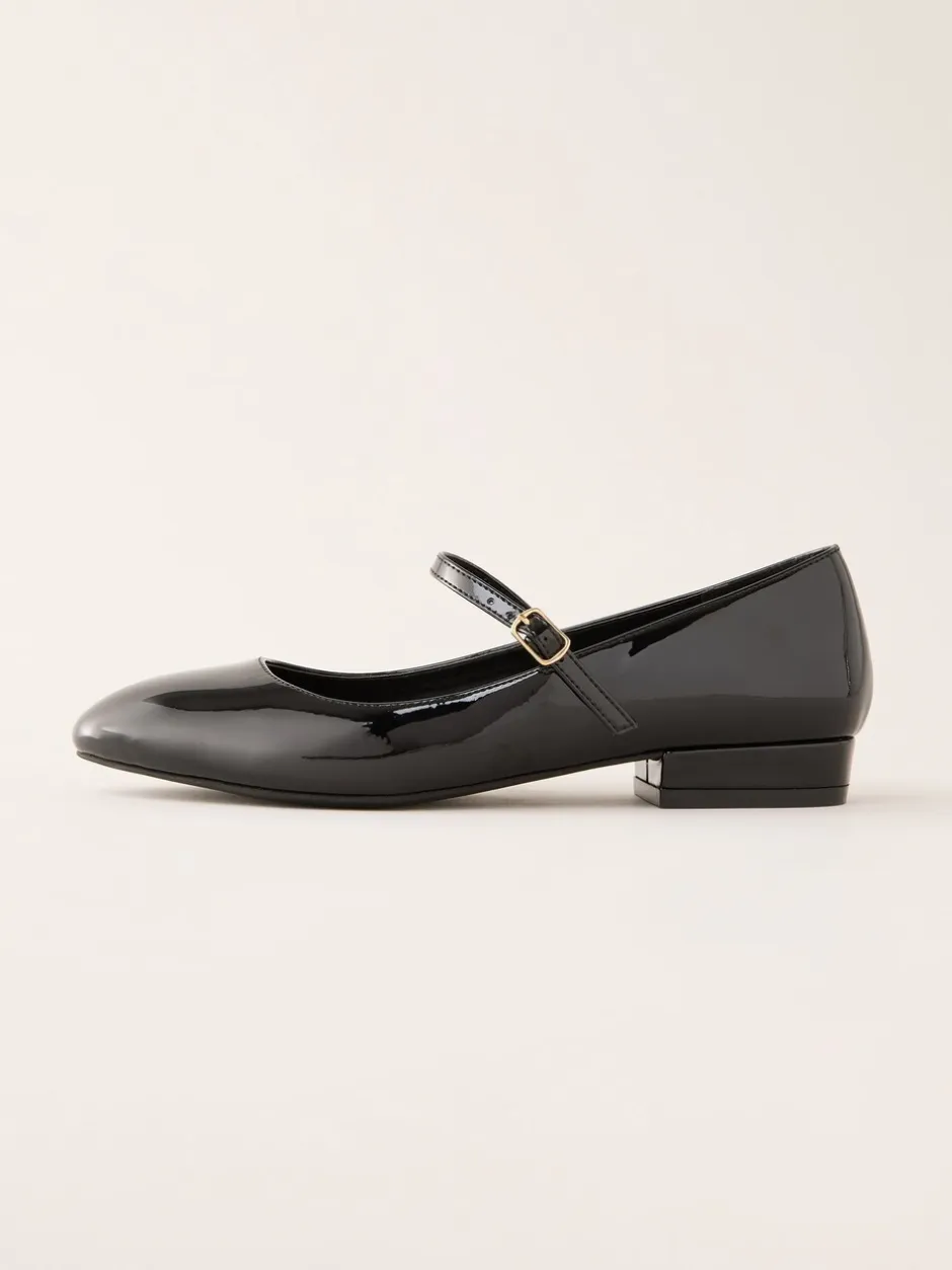 Schoenen Met Hakken|Ruimvallend En Extraruimvallend*Friends Like These Zwart - Mary Jane-ballerina's van imitatie lakleer met ronde neus