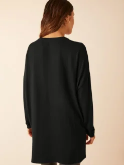 Tops En T-Shirts*Friends Like These Zwart - - Zachte jersey tuniektop met V-hals en lange mouwen