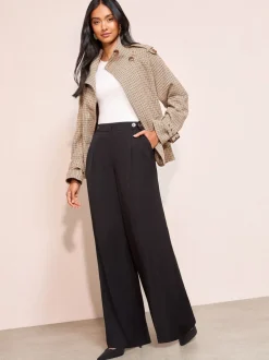 Kostuums En Werkkleding|Broeken|Friends Like These - Adjustable Waist Premium Wide Leg Trousers Zwart