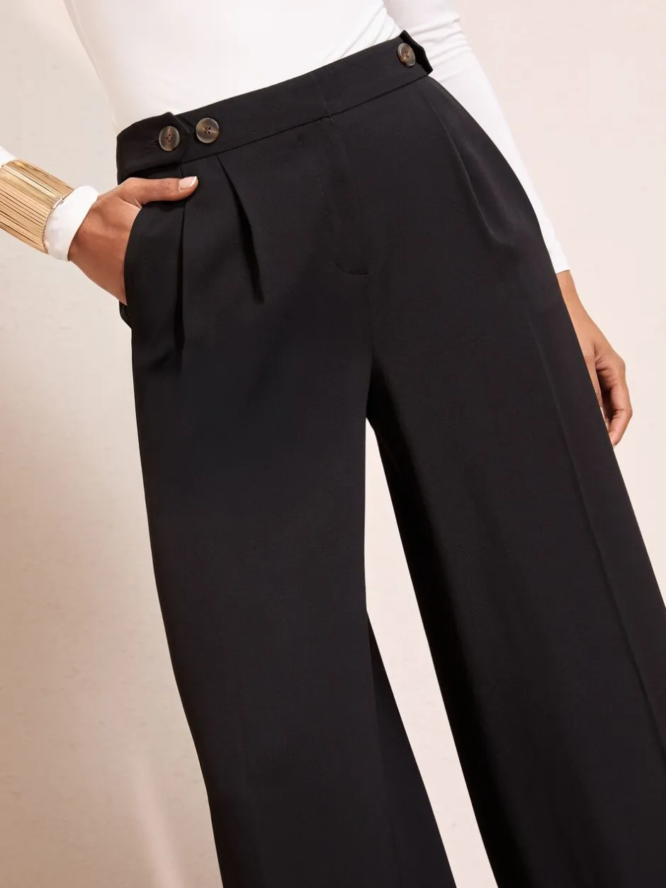 Kostuums En Werkkleding|Broeken|Friends Like These - Adjustable Waist Premium Wide Leg Trousers Zwart