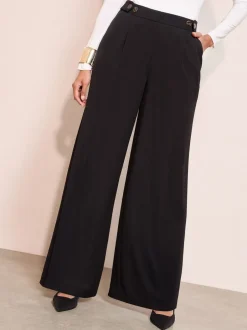 Kostuums En Werkkleding|Broeken|Friends Like These - Adjustable Waist Premium Wide Leg Trousers Zwart