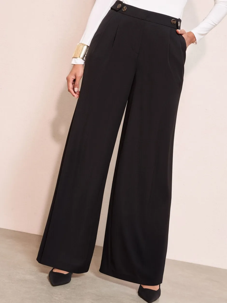 Kostuums En Werkkleding|Broeken|Friends Like These - Adjustable Waist Premium Wide Leg Trousers Zwart