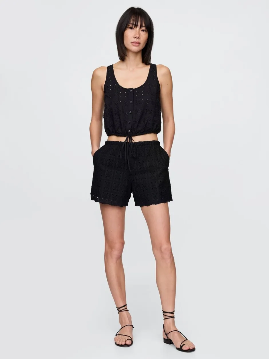 Shorts*Gap - hoge taille eyelet easy shorts Zwart