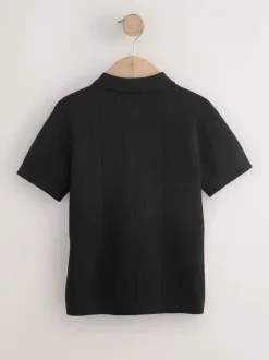 Truien En Breisels*Next - Gebreid poloshirt met rits bij de hals (3-16jr) Zwart