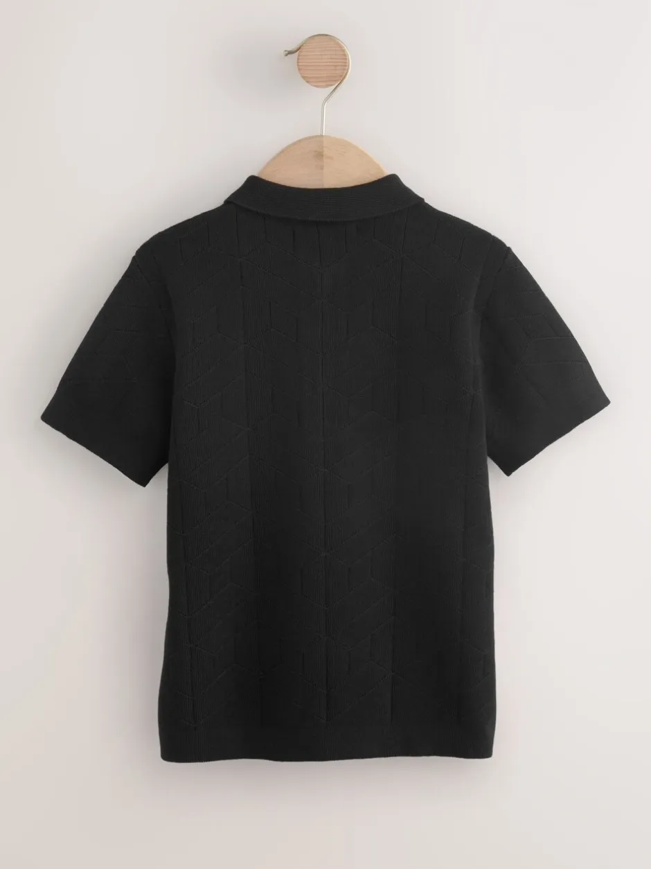 Truien En Breisels*Next - Gebreid poloshirt met rits bij de hals (3-16jr) Zwart