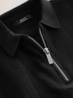 Truien En Breisels*Next - Gebreid poloshirt met rits bij de hals (3-16jr) Zwart