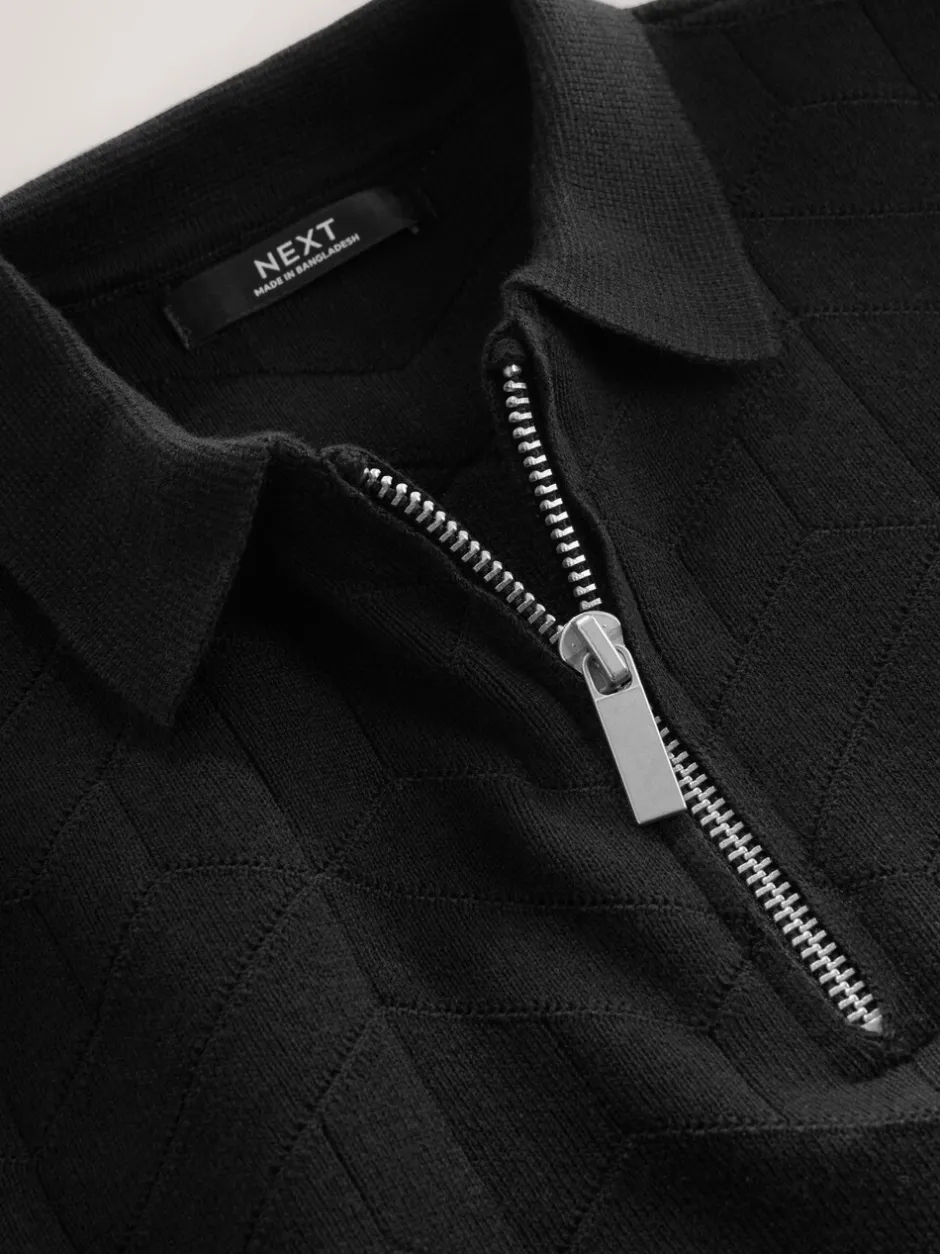 Truien En Breisels*Next - Gebreid poloshirt met rits bij de hals (3-16jr) Zwart
