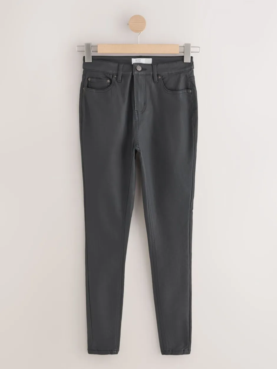 Jeans|Next - Gecoate denim skinny jeans Zwart