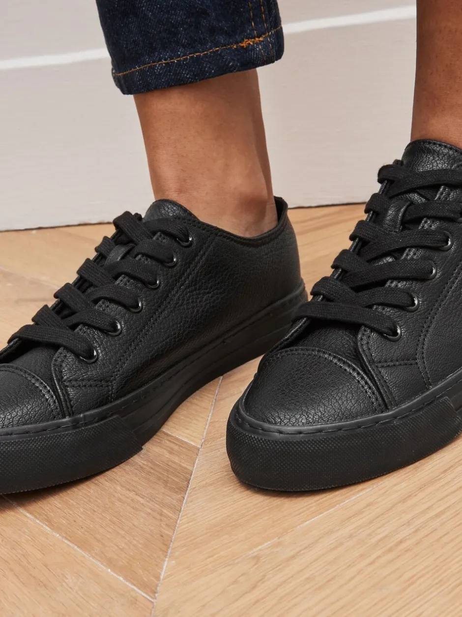 Sneakers|Next - Gelakte honkbalsneakers Zwart