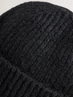 Mutsen, Handschoenen En Sjaals*Next Zwart - Geribbelde beanie-muts met wol