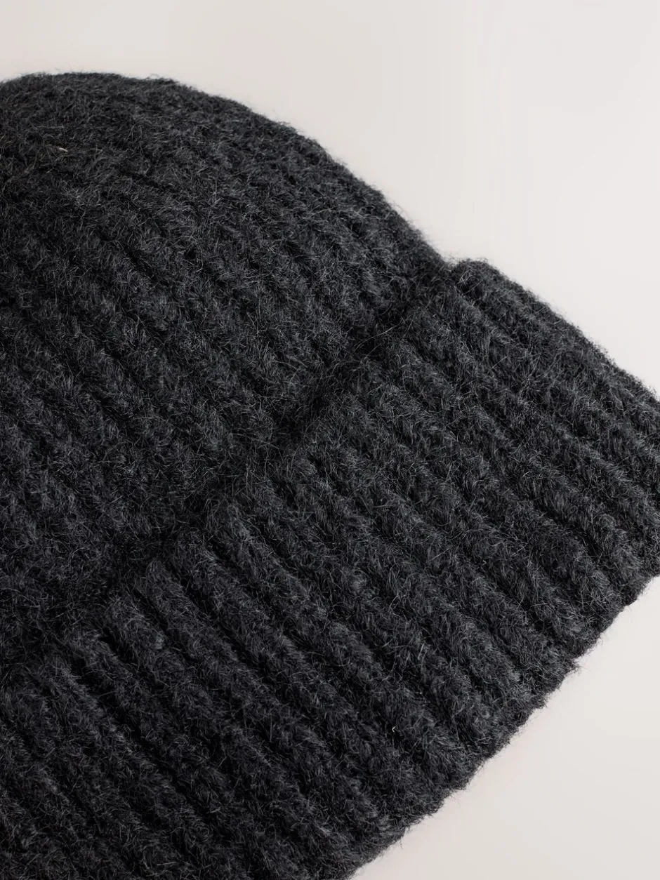 Mutsen, Handschoenen En Sjaals*Next Zwart - Geribbelde beanie-muts met wol