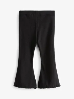 Broeken En Leggings|Next Zwart - Geribbelde flare legging (3 mnd-7 jr)