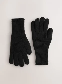 Mutsen, Handschoenen En Sjaals|Next - Geribbelde gebreide handschoenen Zwart