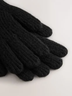 Mutsen, Handschoenen En Sjaals|Next - Geribbelde gebreide handschoenen Zwart