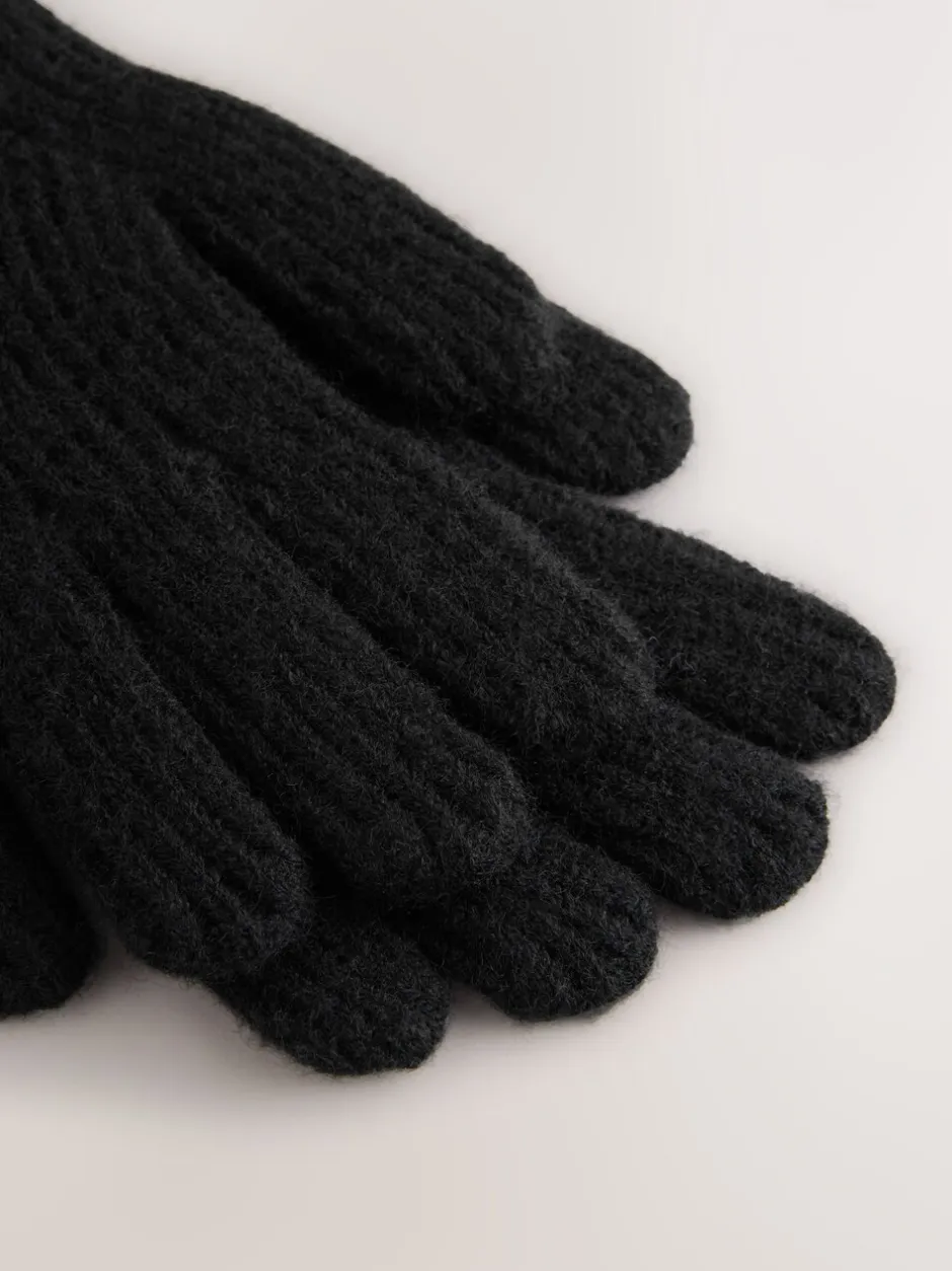 Mutsen, Handschoenen En Sjaals|Next - Geribbelde gebreide handschoenen Zwart
