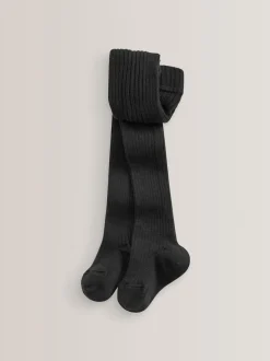Sokken En Panty's|Schoolkleding*Next Zwart - Geribbelde maillot met hoog katoengehalte