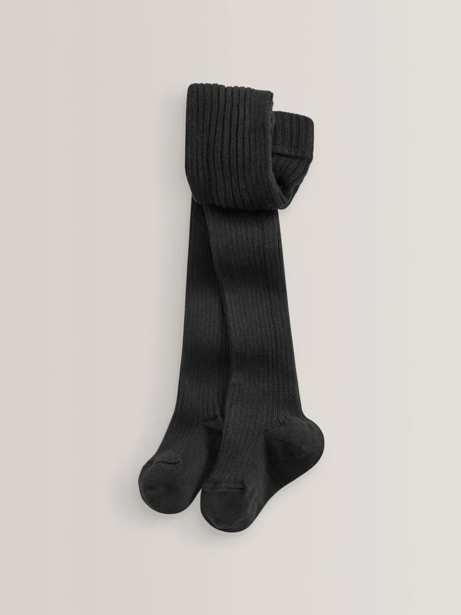 Sokken En Panty's|Schoolkleding*Next Zwart - Geribbelde maillot met hoog katoengehalte