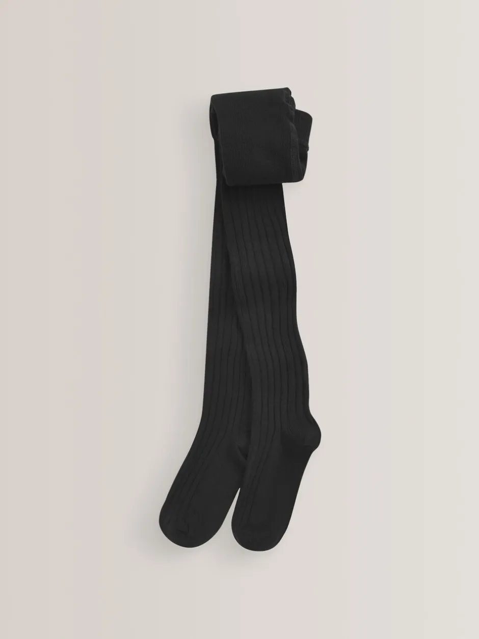Sokken En Panty's|Schoolkleding*Next Zwart - Geribbelde maillot met hoog katoengehalte