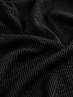 Pyjama's|Next - Geribbelde pyjama met lange mouwen Zwart