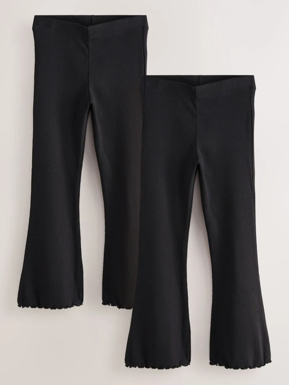 Broeken En Leggings*Next - Geribde uitlopende legging (3-16 jr) Zwart