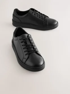 Sneakers|Schoolkleding*Next Zwart - Geveterde leren schoolschoenen
