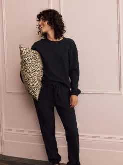 Pyjama's|Loungewear*Next Zwart - Gezellige pyjama met wafeldessin en lange mouwen