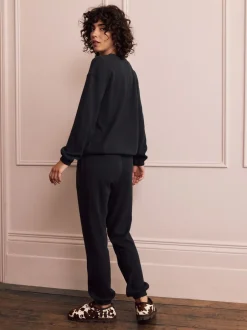 Pyjama's|Loungewear*Next Zwart - Gezellige pyjama met wafeldessin en lange mouwen