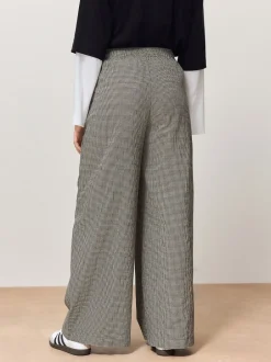 Broeken|Next - Gingham Wide Leg Trousers Zwart