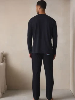 Pyjama's|Loungewear|Next - Graphic Long Sleeve Jersey Pyjamas Set Zwart