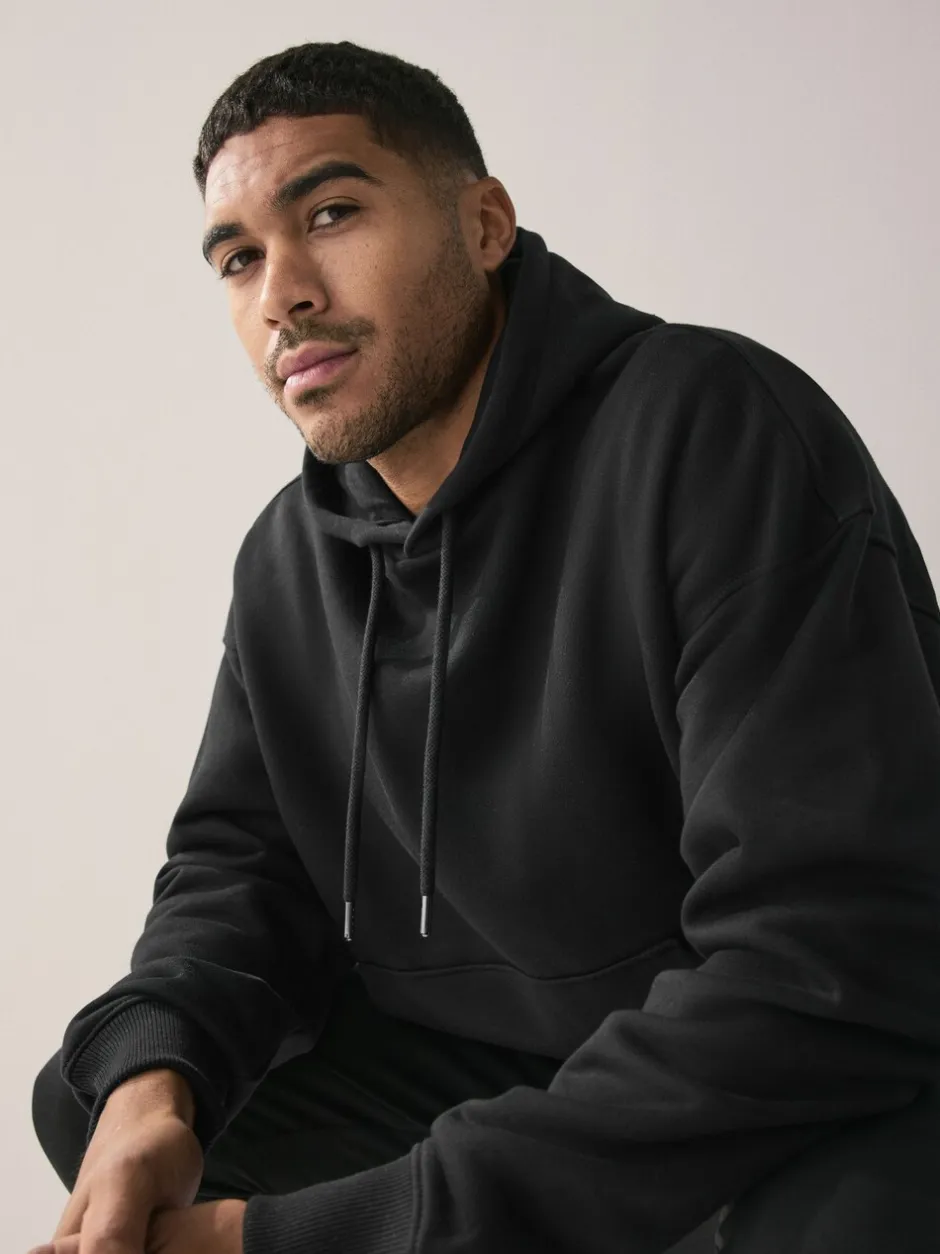 Sweaters En Hoody´S|Sweaters En Hoody´S|Next - Groot - Zwaargewicht Cotton Rich Jersey Hoodie Zwart