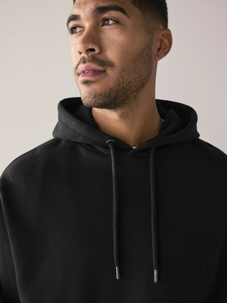 Sweaters En Hoody´S|Sweaters En Hoody´S|Next - Groot - Zwaargewicht Cotton Rich Jersey Hoodie Zwart