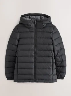 Schoolkleding*Next Zwart - Halfzwaar gewatteerd jack met capuchon (3-17 jr)