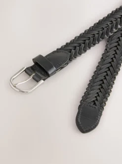Ceintuurs|Next - Hand Plaited Leather Belt Zwart