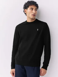 Gebreide Kleding*Next - Hertlogo - Regular Fit Cotton Rich Crew Neck Jumper Zwart