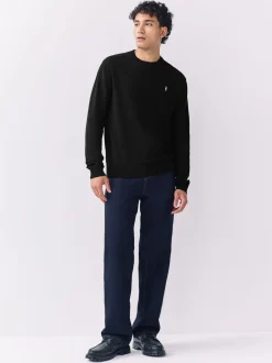Gebreide Kleding*Next - Hertlogo - Regular Fit Cotton Rich Crew Neck Jumper Zwart