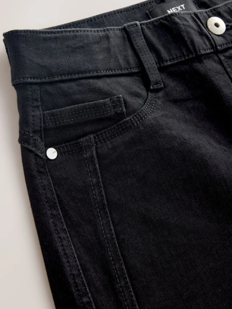 Jeans*Next - High Rise FlexiFit Stretch Pull On Wide Leg Jeans Zwart