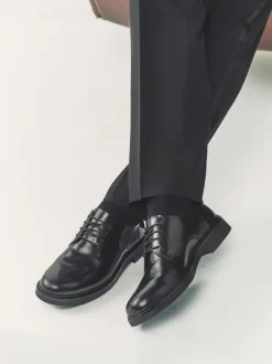 Schoenen*Next - Hi-Shine Leather Derby Shoes Zwart