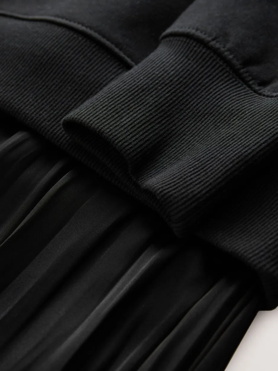 Jurken|Gebreide Kleding|Next - 2-In-1 Sweatshirt met Satijnen Midi Rok Zwart