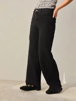 Jeans|Next Zwart - Jeans met wijde pijpen