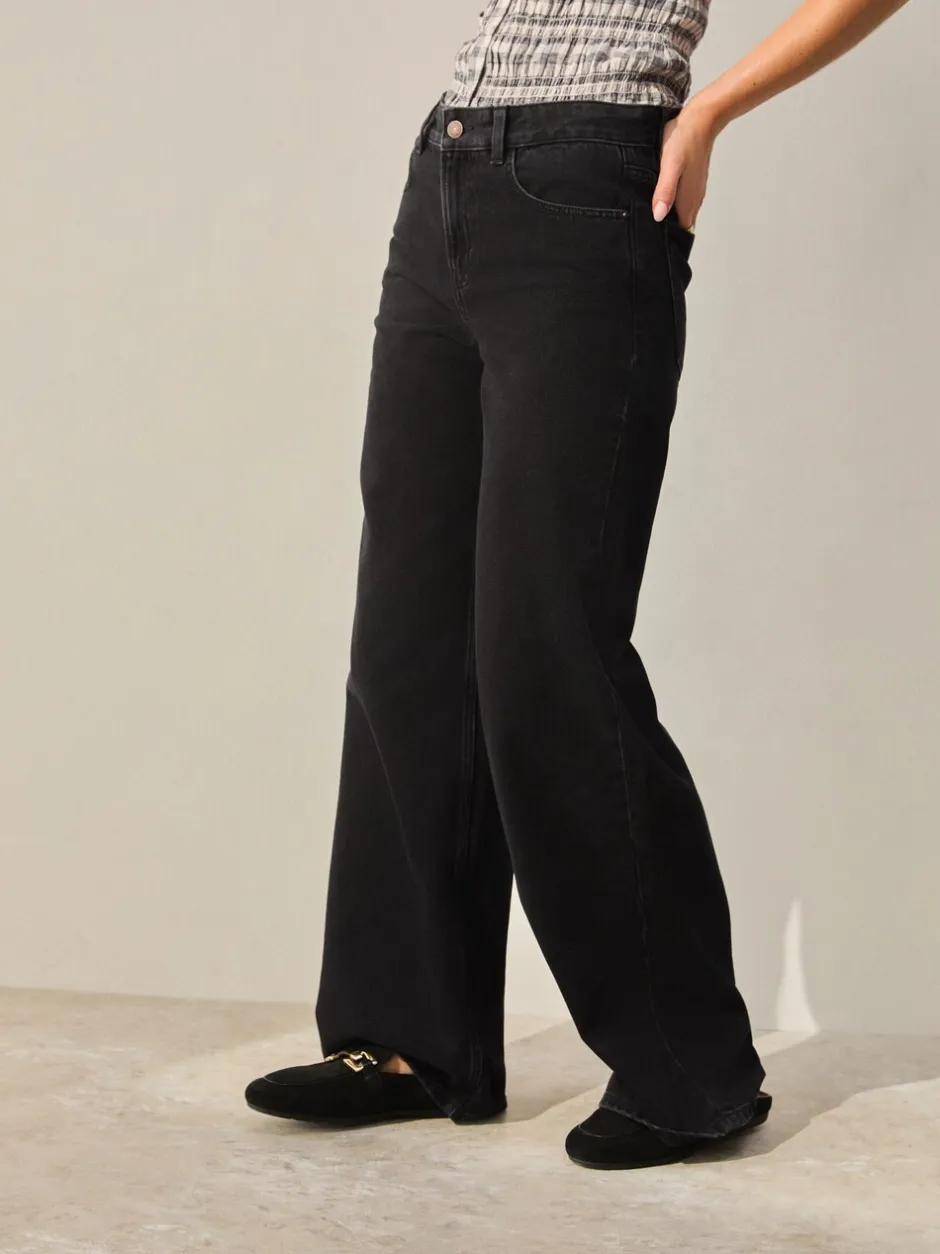 Jeans|Next Zwart - Jeans met wijde pijpen