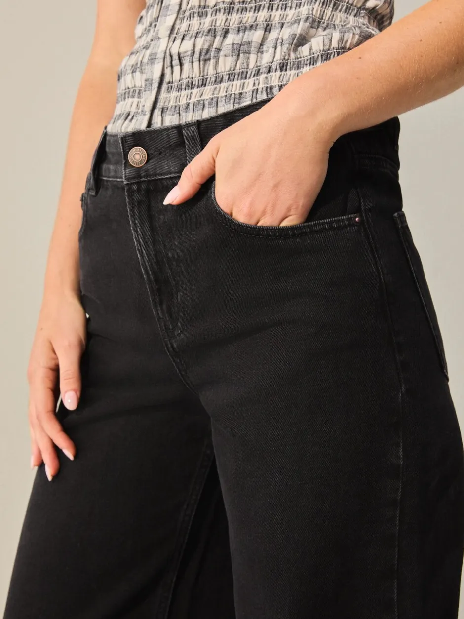 Jeans|Next Zwart - Jeans met wijde pijpen