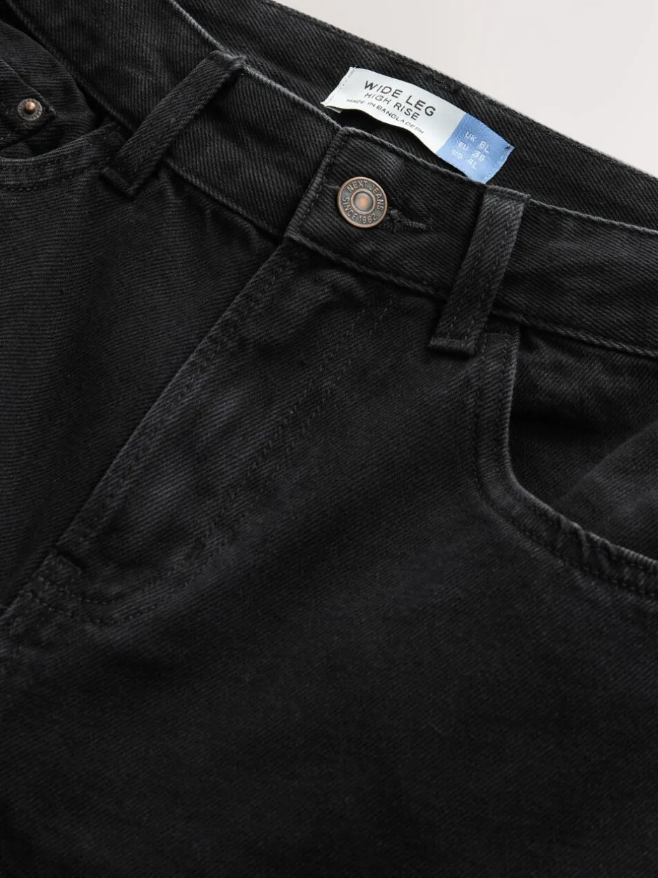 Jeans|Next Zwart - Jeans met wijde pijpen