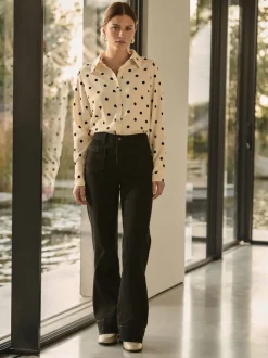 Jeans|Next - Jeans met wijde pijpen en opgestikte zakken Zwart