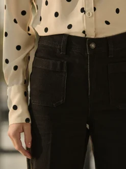 Jeans|Next - Jeans met wijde pijpen en opgestikte zakken Zwart